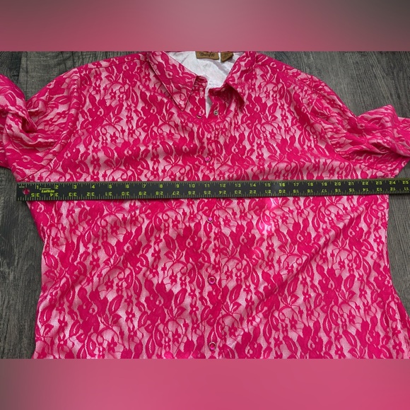Wrangler Riding Top Women XXL Hot Pink Lace Rhinestone Snap Front - Picture 8 of 8